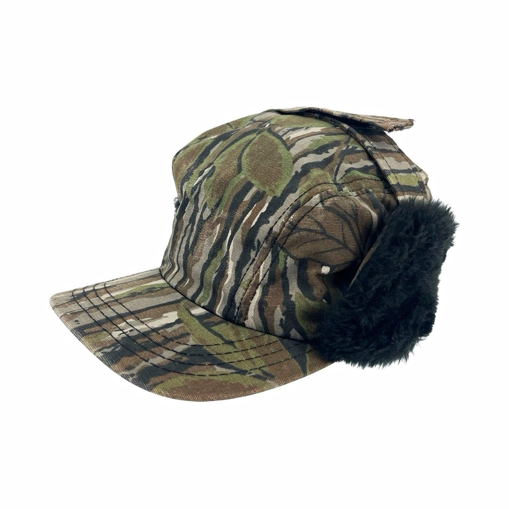Vintage USA Camo Hunting Trapper Hat Ear Flaps Thinsulate Insulated Size Medium